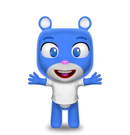 Bear character wearing white t-shirtの写真素材