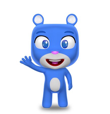 Blue Teddy Bear Wavingの写真素材