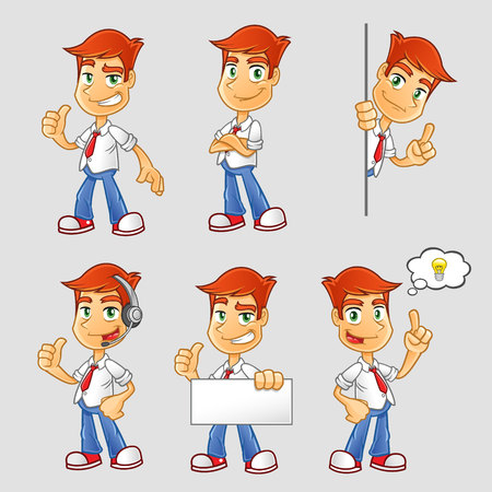 Worker Guy Cartoon Character Collectionのイラスト素材