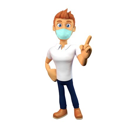 3D Cartoon Character with a Maskの写真素材
