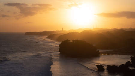 View of the hills and sea when sunset. view from kosa kora hill