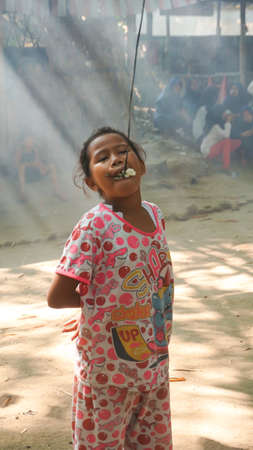 9 August 2020, Yogyakarta, Indonesia: portrait of Indonesia crackers eating competition on...