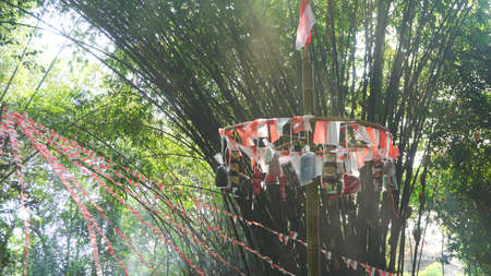 9 August 2020, Yogyakarta, IndonesiaTraditional game from Indonesia named Panjat Pinang. This game...