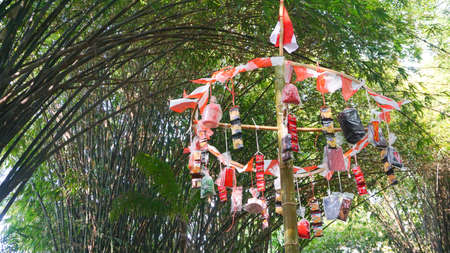 9 August 2020, Yogyakarta, IndonesiaTraditional game from Indonesia named Panjat Pinang. This game...