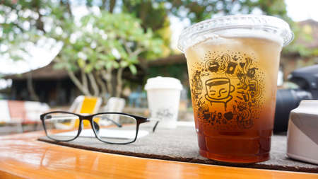 1 July, 2020, Yogyakarta, Indonesia: Cafe Yogyakarta's very famous coffee philosophyのeditorial素材