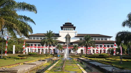 Gedung Sate a government building at West Java, Indonesia, with blue sky and beautiful cloudsのeditorial素材