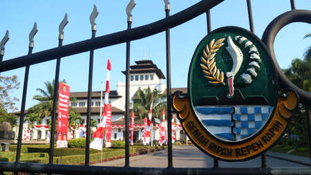 Gedung Sate a government building at West Java, Indonesia, with blue sky and beautiful clouds
