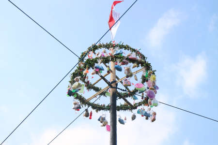 Traditional game from Indonesia named Panjat Pinang. This game won prizes that were mounted on top...