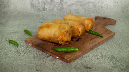 Indonesian rolls, Indonesian cuisine, Lumpia Semarang or Lunpia,の写真素材