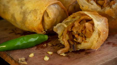 Indonesian rolls, Indonesian cuisine, Lumpia Semarang or Lunpia,の写真素材