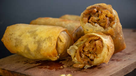 Indonesian rolls, Indonesian cuisine, Lumpia Semarang or Lunpia,の写真素材
