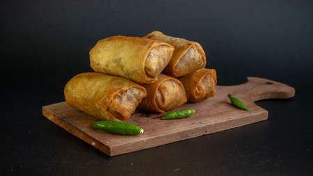 Indonesian rolls, Indonesian cuisine, Lumpia Semarang or Lunpia,の写真素材