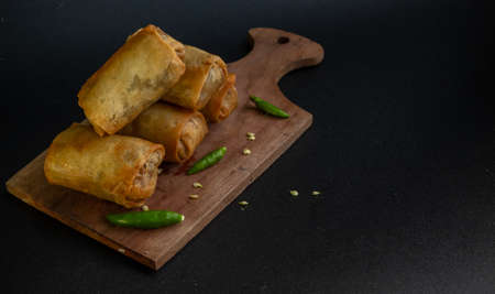 Indonesian rolls, Indonesian cuisine, Lumpia Semarang or Lunpia,の写真素材