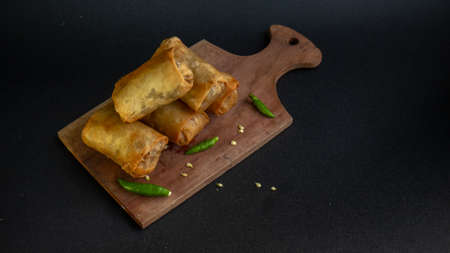 Indonesian rolls, Indonesian cuisine, Lumpia Semarang or Lunpia,の写真素材