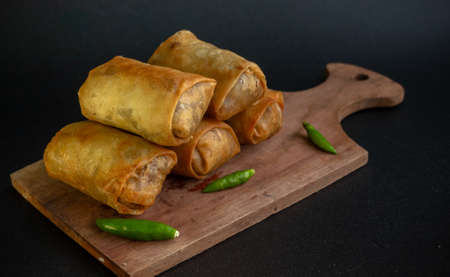 Indonesian rolls, Indonesian cuisine, Lumpia Semarang or Lunpia,の写真素材