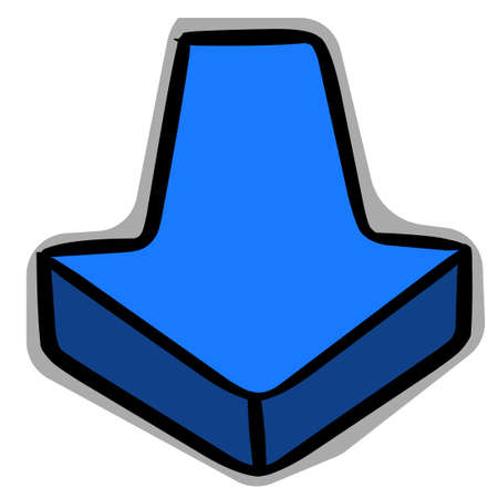 blue arrow down with perspective. flat and doodle illustrationの写真素材