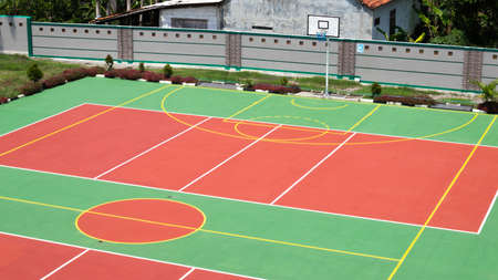 basketball court on school, top viewの写真素材