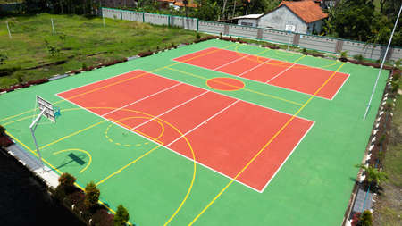 basketball court on school, top viewの写真素材
