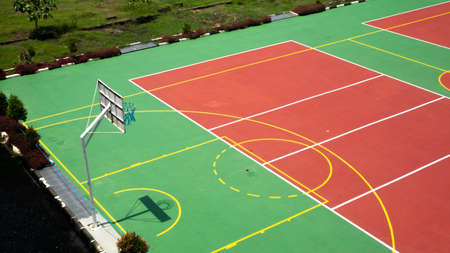 basketball court on school, top viewの写真素材
