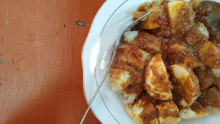 siomay. traditional indonesian food with peanut sauce. dumplingの写真素材