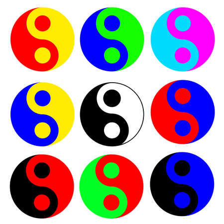 yin and yang in every colorのイラスト素材
