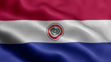 Paraguay waving flag texture realisticの写真素材