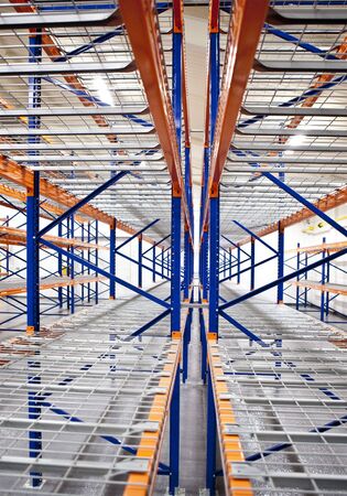 empty warehouse racksの写真素材