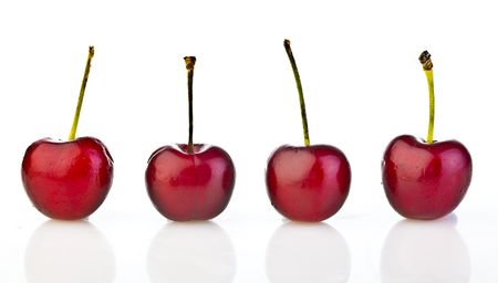 cherries against white background 