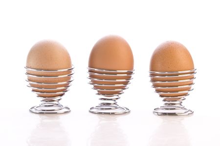 3 Eggs in cupsの写真素材