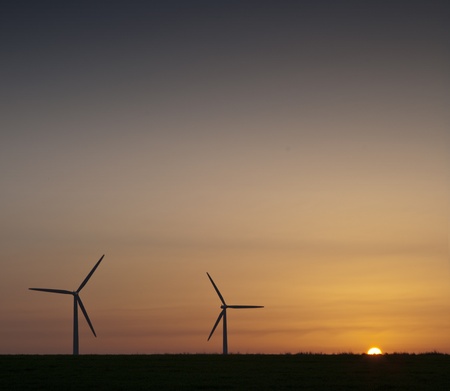 wind power sunriseの写真素材