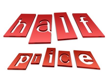 Half Price 3d illustrationの写真素材