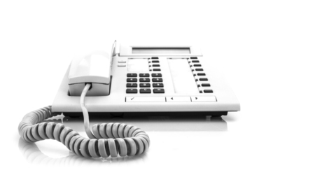 SWINDON, UK - FEBRUARY 15, 2014: Modern White Office Phone on white backgroundのeditorial素材