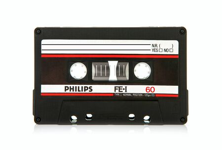 SWINDON, UK - MAY 29, 2016: close up of Philips FEI 60 vintage compact cassette audio tapeのeditorial素材