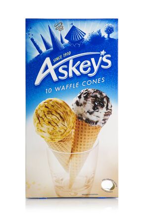 SWINDON, UK - JANUARY 1, 2017: Box of Askeys icecream cones on a white backgroundのeditorial素材