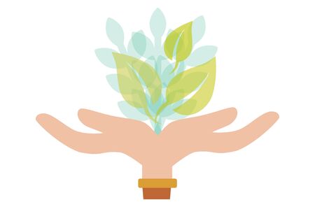 New Growth plants growing in hand vectorのイラスト素材