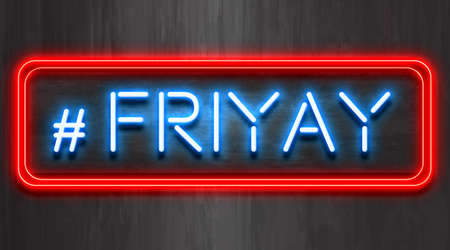 #FRIYAY Neon Sign on a dark backgroundの写真素材