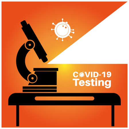 Covid-19 testing vector illustration with microscope in a labのイラスト素材