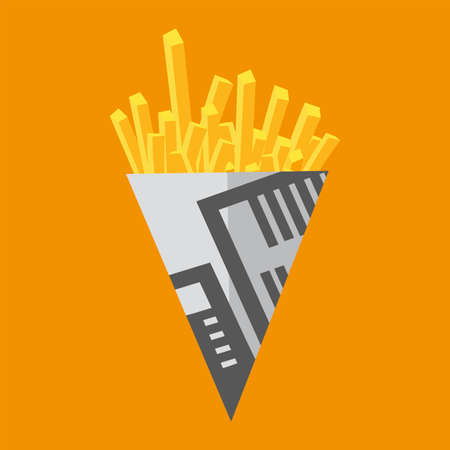 News print chip cone vector illustration on a yellow background