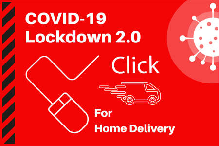 UK Covid-19 Lockdown 2.0 Click for home delivery Vector Illustration