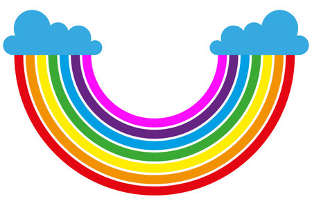 Smilie Rainbow with clouds vector illustration on a white backgroundのイラスト素材