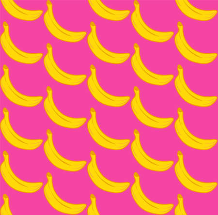 Banana Seamless vector pattern on a pink backgroundのイラスト素材