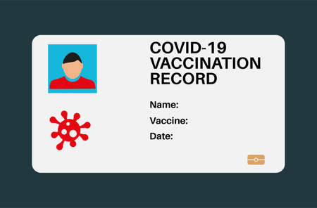 Covid vaccination ID card vector on a dark blue backgroundのイラスト素材