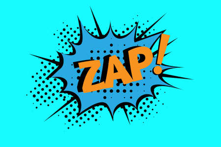 ZAP Comic lettering Vector cartoon illustration in retro pop art style on halftone backgroundのイラスト素材