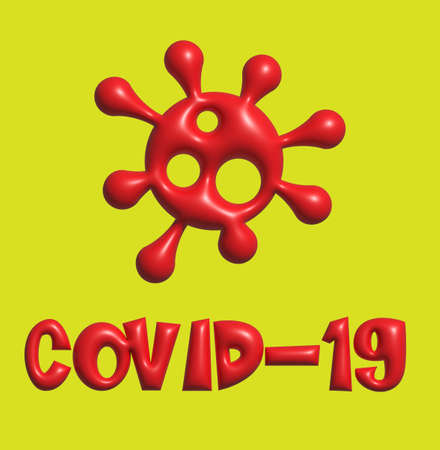 3D Covid-19 Virus render on a green backgroundの写真素材