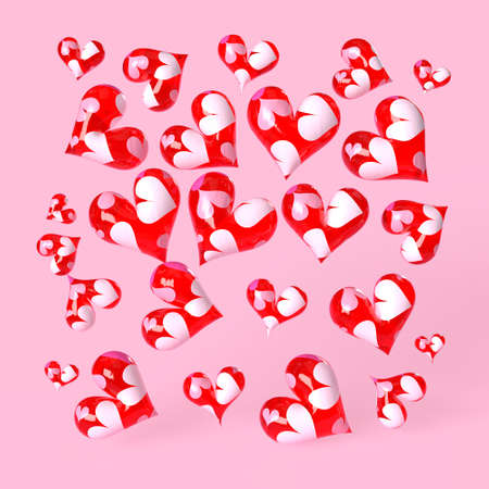 Red Heart 3D Render on a pink background.