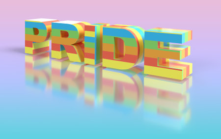 Pride 3D Render on a Pink Blue Iridescent background
