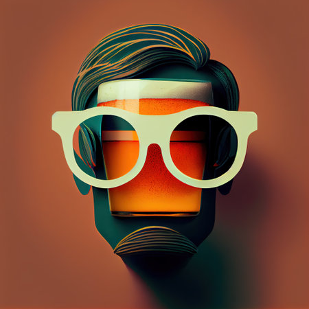 Colourful Surreal Beer Googles Concept Generative AI Illustrationの素材