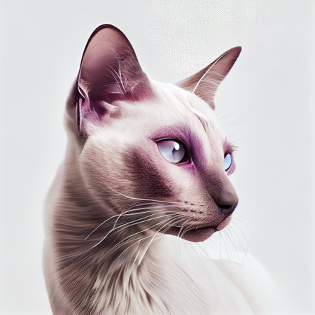 Colourful Lilac Point Siamese Cat Generative AI Illustrationの素材