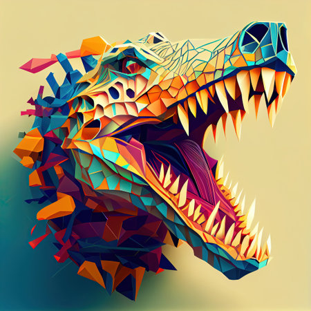 Colourful  Crocodile Rock Generative AI Illustrationの素材