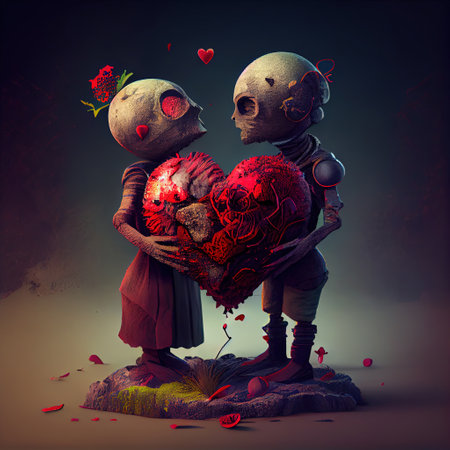 Colourful Abstract Valentines Day  Whimsical Character
Design Generative AI Illustrationの素材